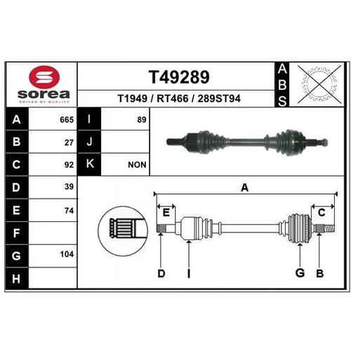 Hnací hriadeľ EAI T49289