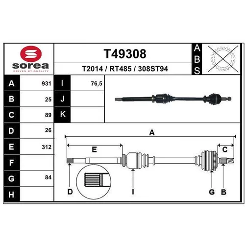Hnací hriadeľ EAI T49308