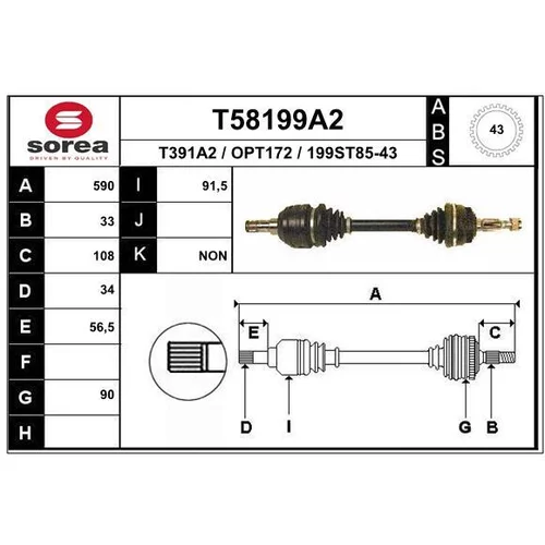 Hnací hriadeľ EAI T58199A2