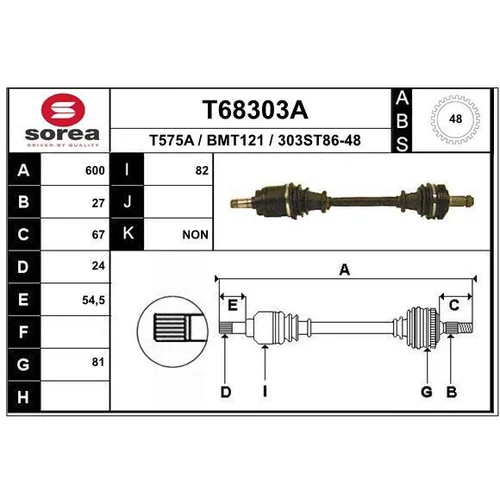 Hnací hriadeľ EAI T68303A