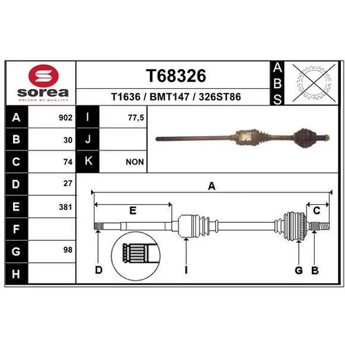 Hnací hriadeľ EAI T68326