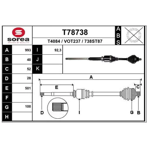 Hnací hriadeľ EAI T78738