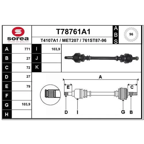 Hnací hriadeľ EAI T78761A1
