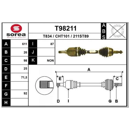 Hnací hriadeľ EAI T98211