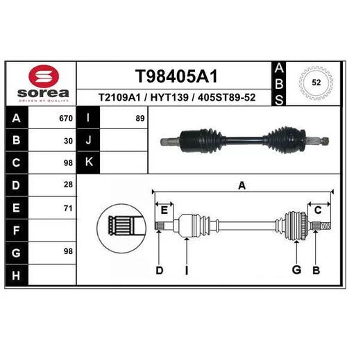 Hnací hriadeľ EAI T98405A1