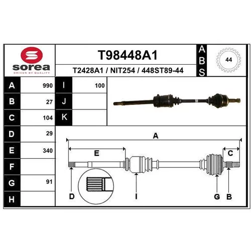 Hnací hriadeľ EAI T98448A1