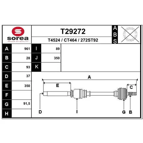 Hnací hriadeľ EAI T29272