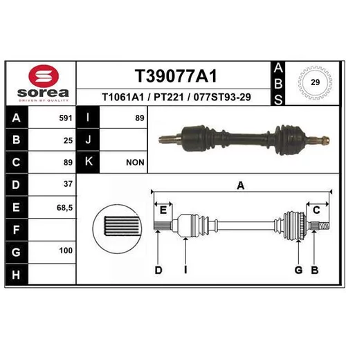 Hnací hriadeľ EAI T39077A1