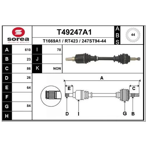 Hnací hriadeľ EAI T49247A1