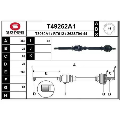 Hnací hriadeľ EAI T49262A1