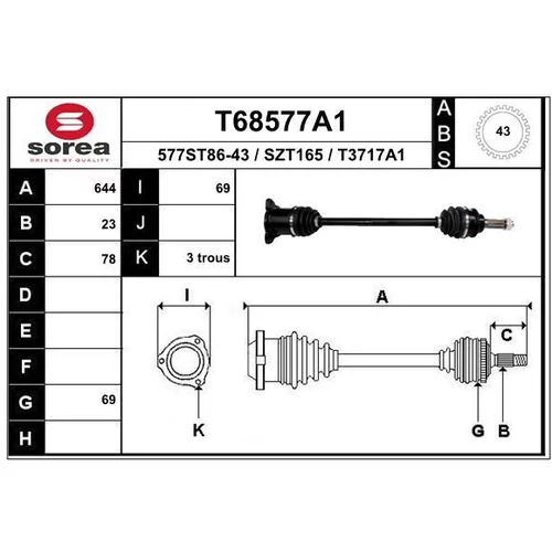 Hnací hriadeľ EAI T68577A1