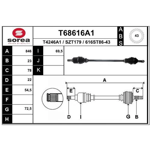 Hnací hriadeľ EAI T68616A1