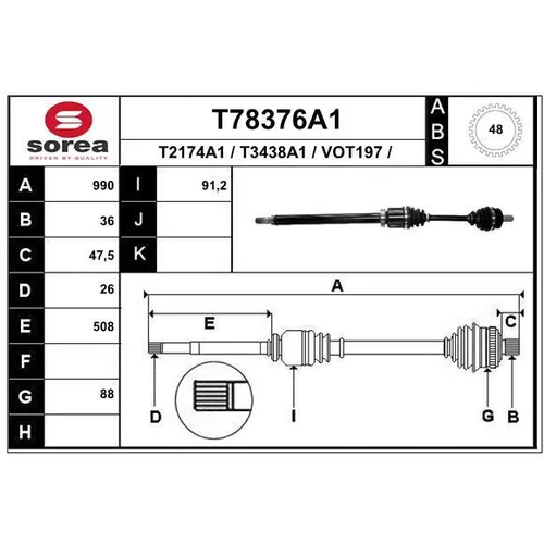 Hnací hriadeľ EAI T78376A1