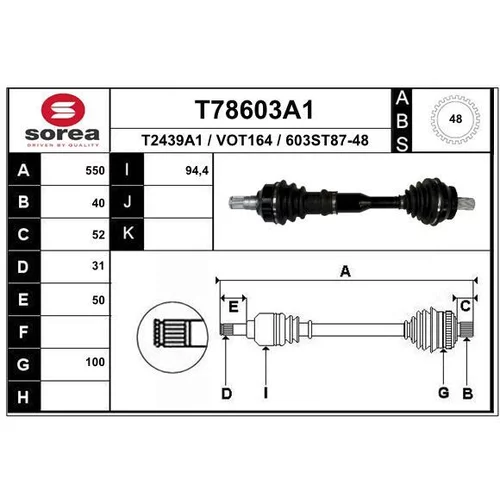 Hnací hriadeľ EAI T78603A1