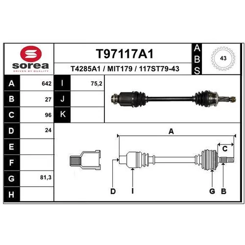 Hnací hriadeľ EAI T97117A1