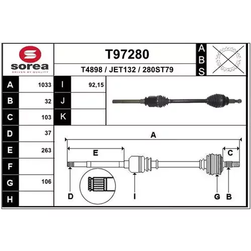Hnací hriadeľ EAI T97280