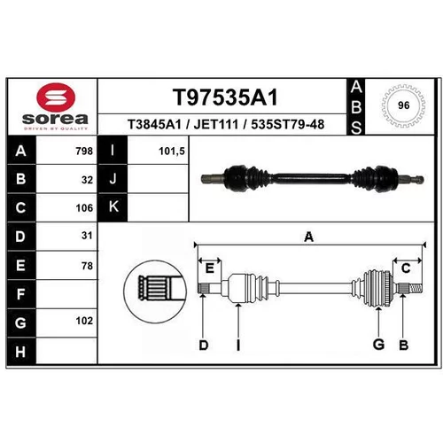 Hnací hriadeľ EAI T97535A1