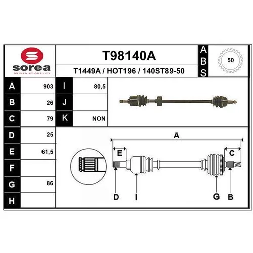 Hnací hriadeľ EAI T98140A