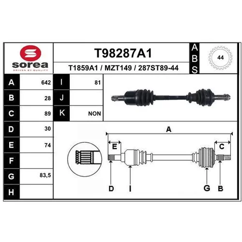 Hnací hriadeľ EAI T98287A1