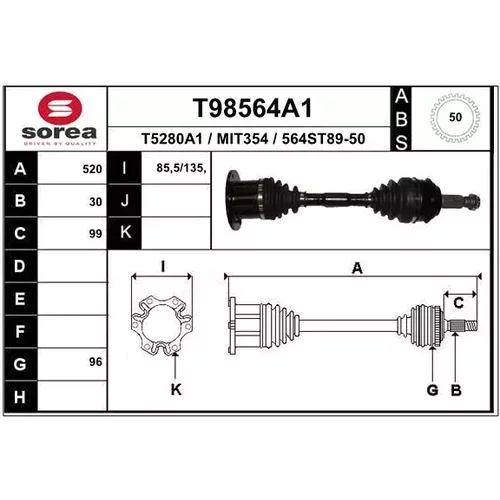 Hnací hriadeľ EAI T98564A1