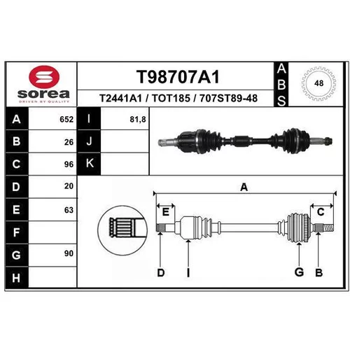 Hnací hriadeľ EAI T98707A1