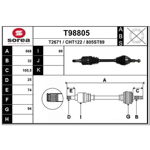 Hnací hriadeľ EAI T98805