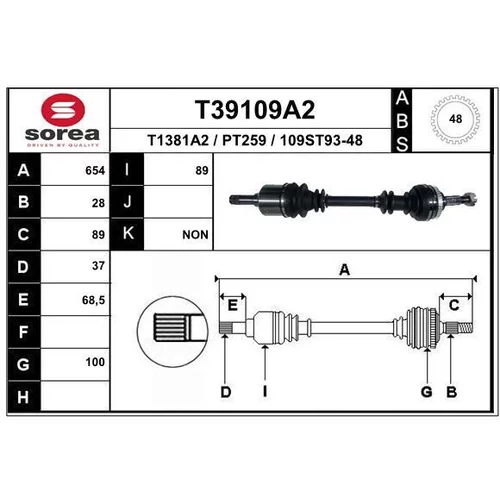 Hnací hriadeľ EAI T39109A2