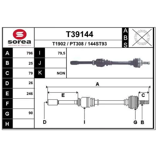 Hnací hriadeľ EAI T39144