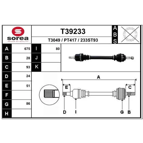 Hnací hriadeľ EAI T39233