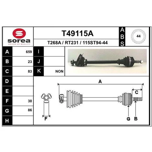Hnací hriadeľ EAI T49115A