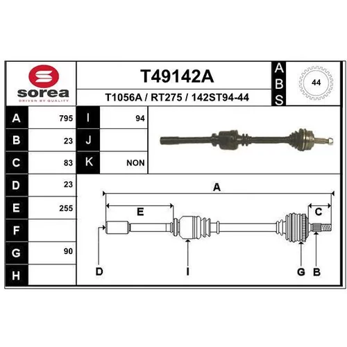 Hnací hriadeľ EAI T49142A