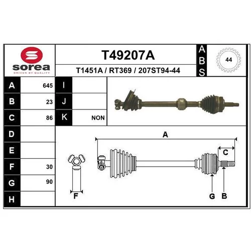 Hnací hriadeľ EAI T49207A