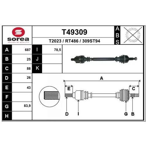 Hnací hriadeľ EAI T49309