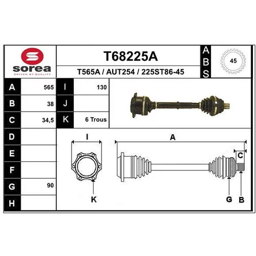 Hnací hriadeľ EAI T68225A