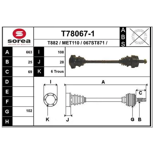 Hnací hriadeľ EAI T78067-1