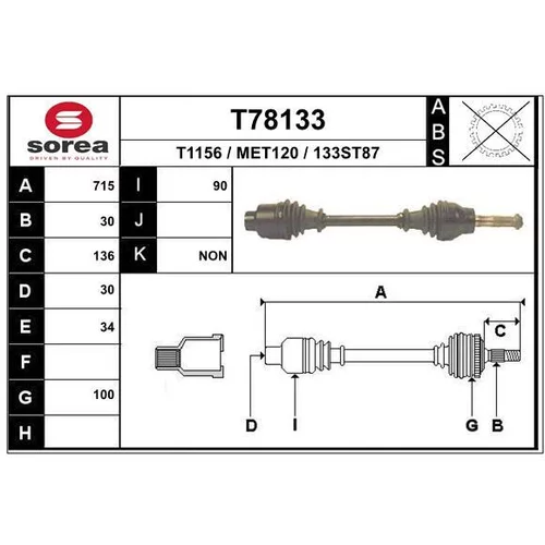 Hnací hriadeľ EAI T78133