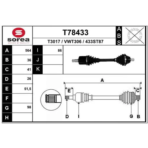 Hnací hriadeľ EAI T78433