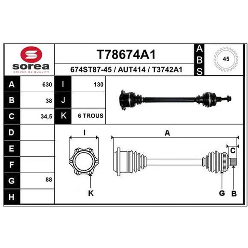 Hnací hriadeľ EAI T78674A1