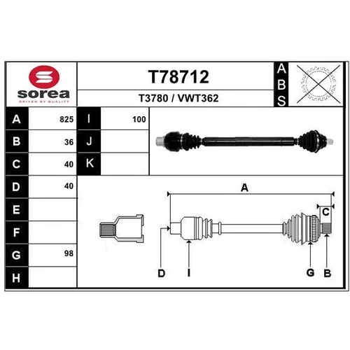 Hnací hriadeľ EAI T78712