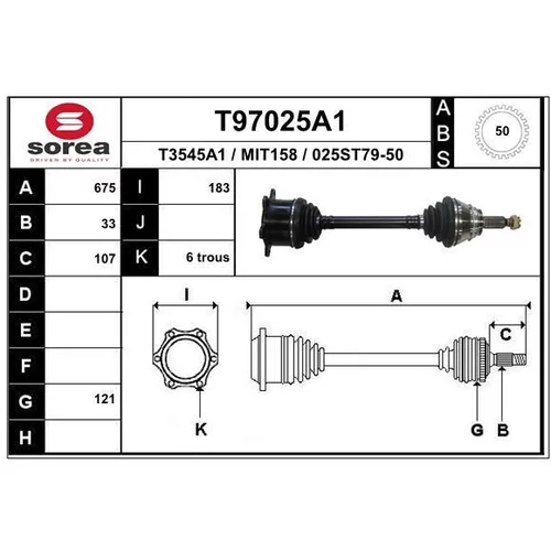 Hnací hriadeľ EAI T97025A1