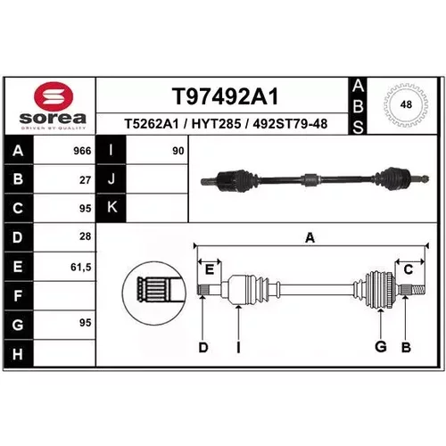 Hnací hriadeľ EAI T97492A1