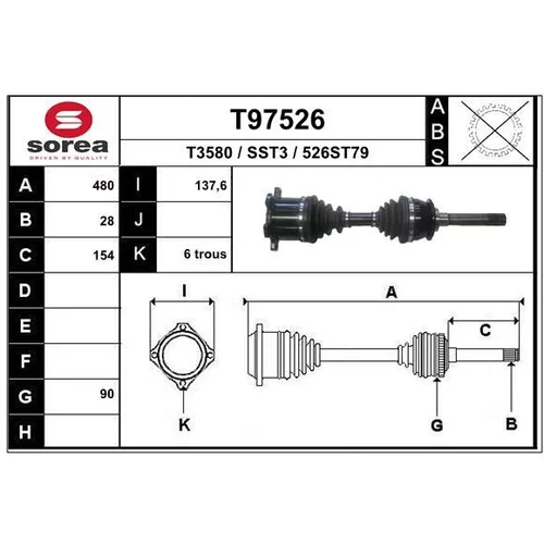Hnací hriadeľ EAI T97526
