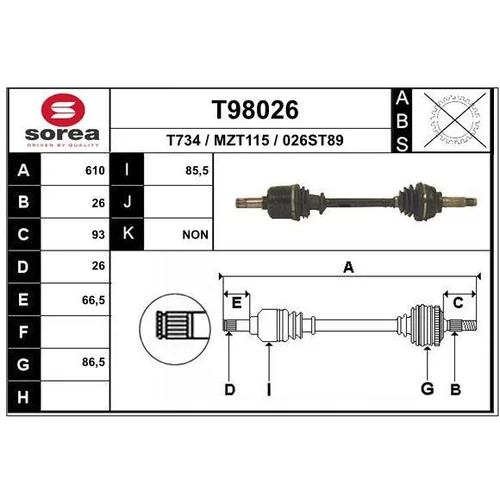 Hnací hriadeľ EAI T98026