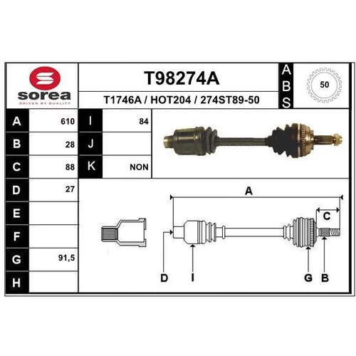 Hnací hriadeľ EAI T98274A