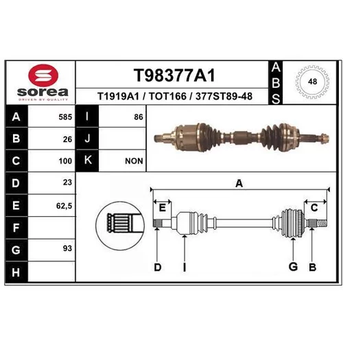 Hnací hriadeľ EAI T98377A1