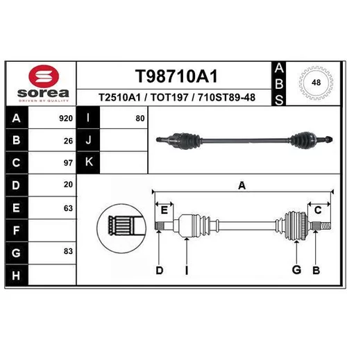 Hnací hriadeľ EAI T98710A1