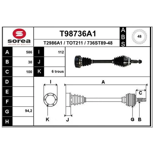 Hnací hriadeľ EAI T98736A1