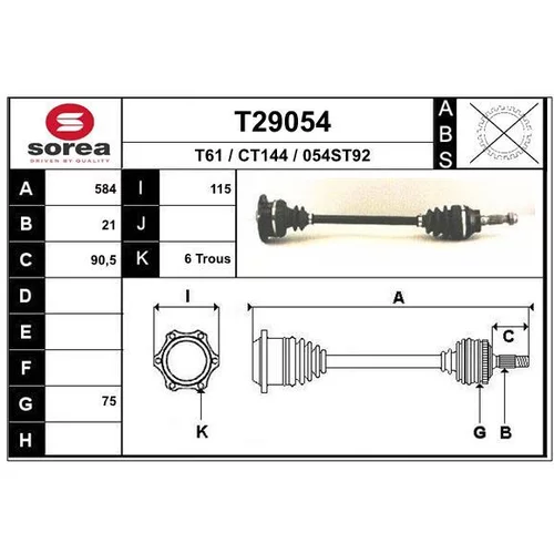 Hnací hriadeľ EAI T29054