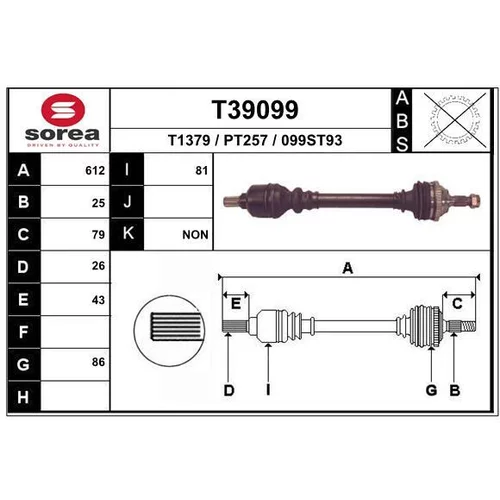 Hnací hriadeľ EAI T39099