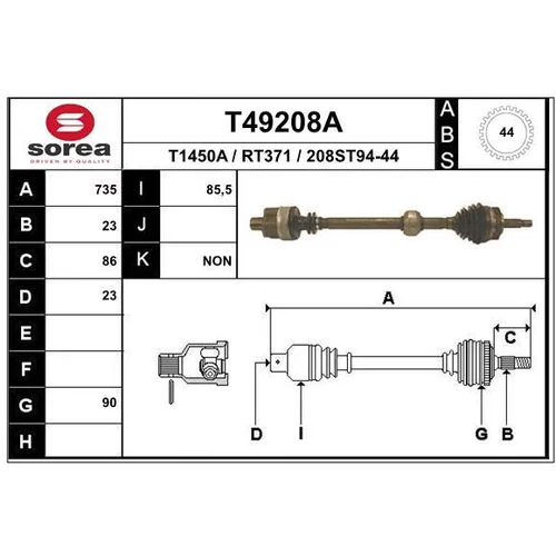 Hnací hriadeľ EAI T49208A
